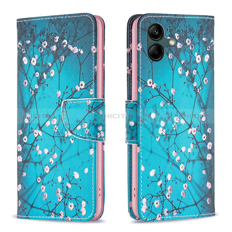 Funda de Cuero Cartera con Soporte Patron de Moda Carcasa B01F para Samsung Galaxy M04 Cian