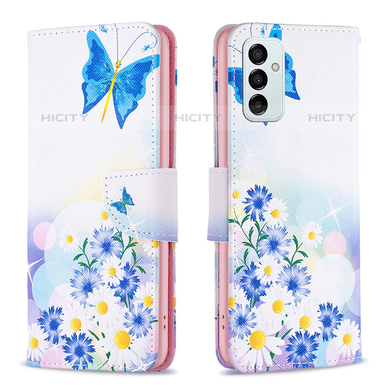 Funda de Cuero Cartera con Soporte Patron de Moda Carcasa B01F para Samsung Galaxy M23 5G Azul