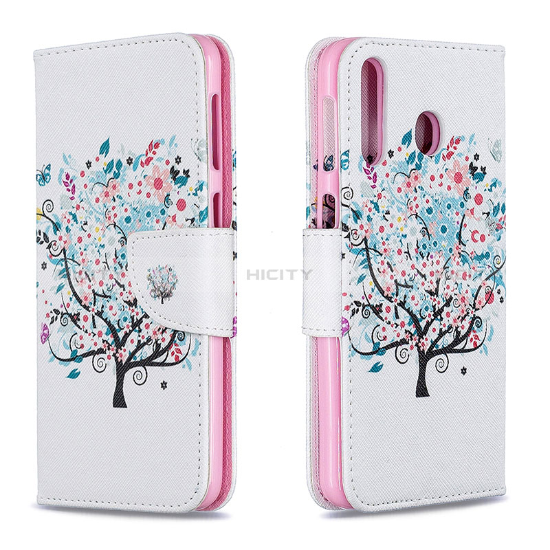 Funda de Cuero Cartera con Soporte Patron de Moda Carcasa B01F para Samsung Galaxy M30 Blanco