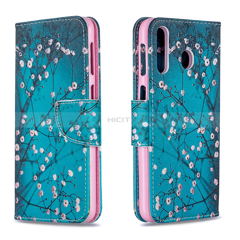 Funda de Cuero Cartera con Soporte Patron de Moda Carcasa B01F para Samsung Galaxy M30 Cian