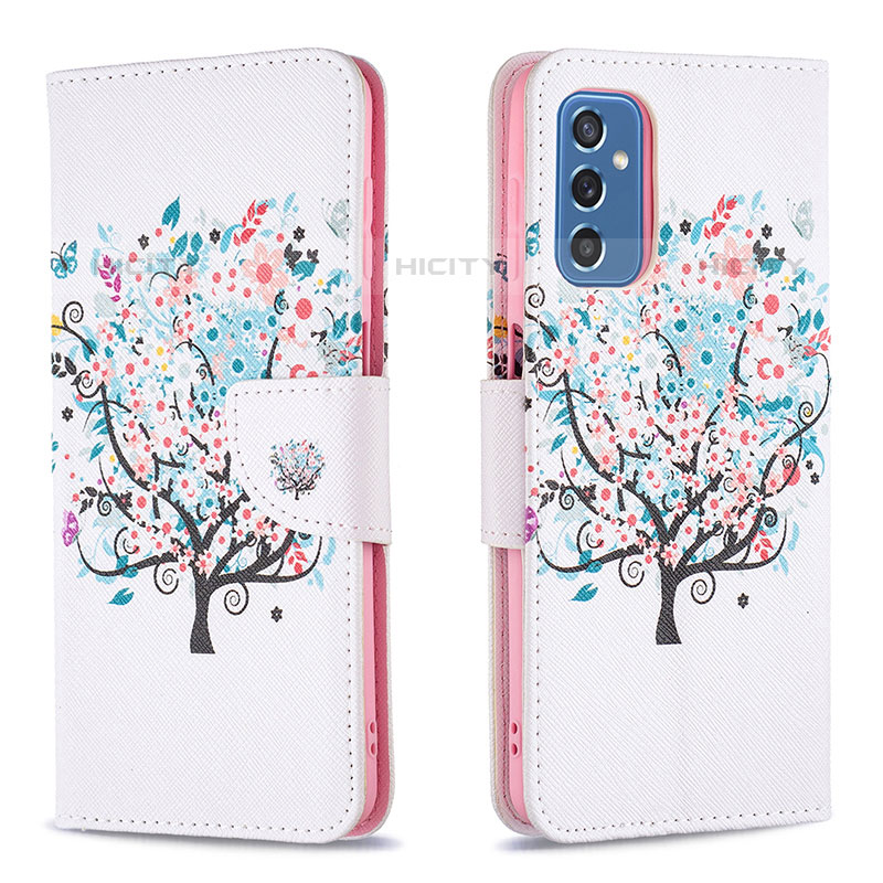 Funda de Cuero Cartera con Soporte Patron de Moda Carcasa B01F para Samsung Galaxy M52 5G Blanco