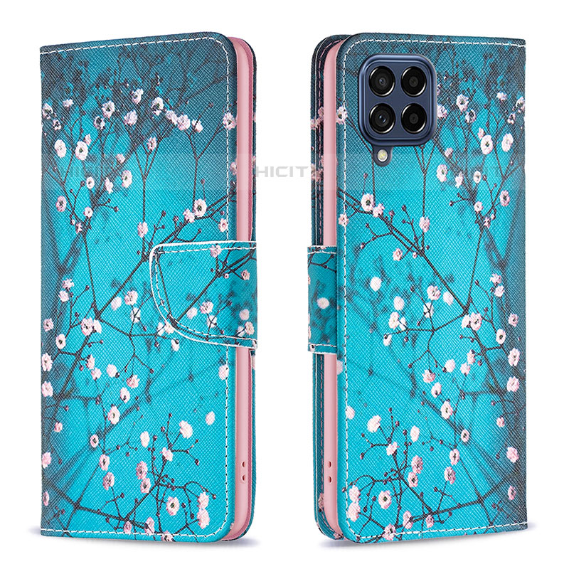 Funda de Cuero Cartera con Soporte Patron de Moda Carcasa B01F para Samsung Galaxy M53 5G Cian