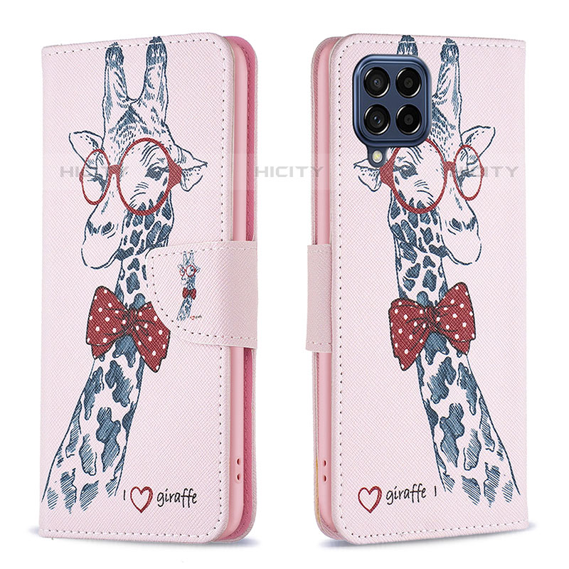 Funda de Cuero Cartera con Soporte Patron de Moda Carcasa B01F para Samsung Galaxy M53 5G Rosa