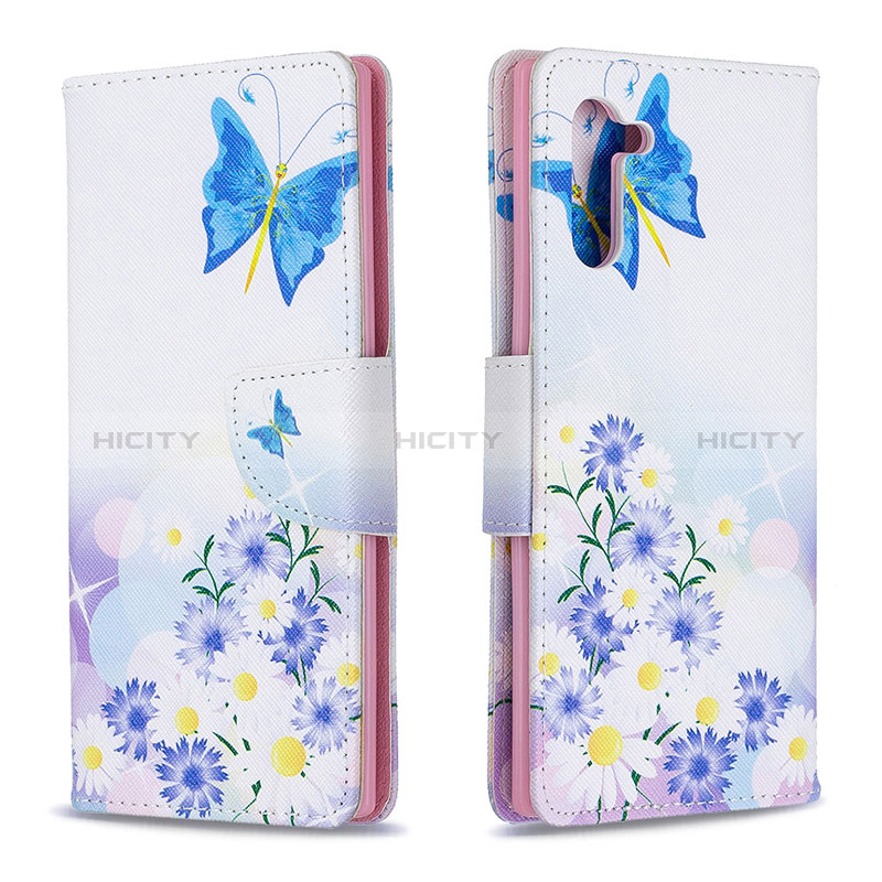 Funda de Cuero Cartera con Soporte Patron de Moda Carcasa B01F para Samsung Galaxy Note 10 5G Azul