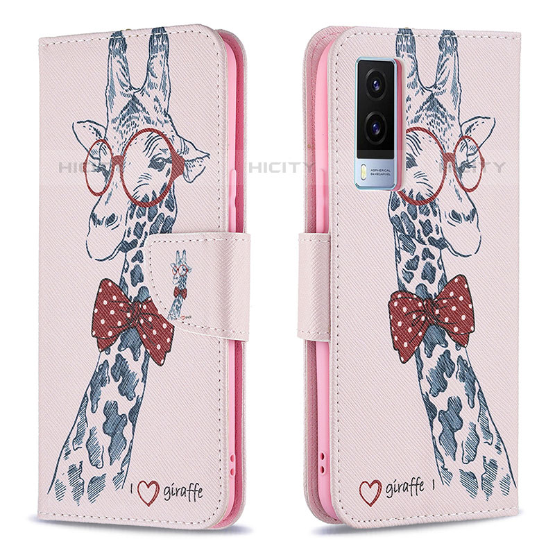 Funda de Cuero Cartera con Soporte Patron de Moda Carcasa B01F para Vivo V21e 5G