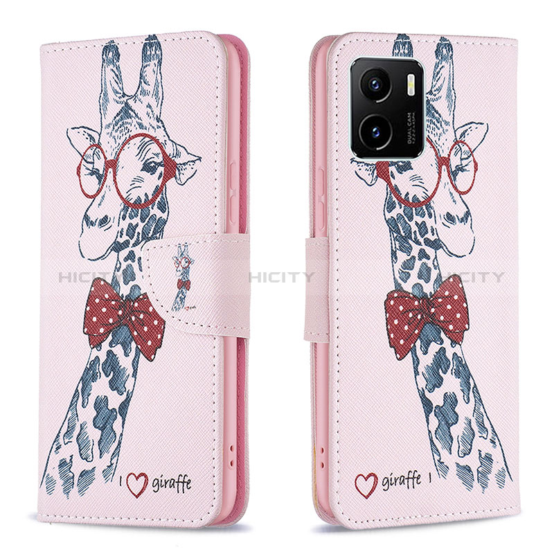 Funda de Cuero Cartera con Soporte Patron de Moda Carcasa B01F para Vivo Y01A Rosa