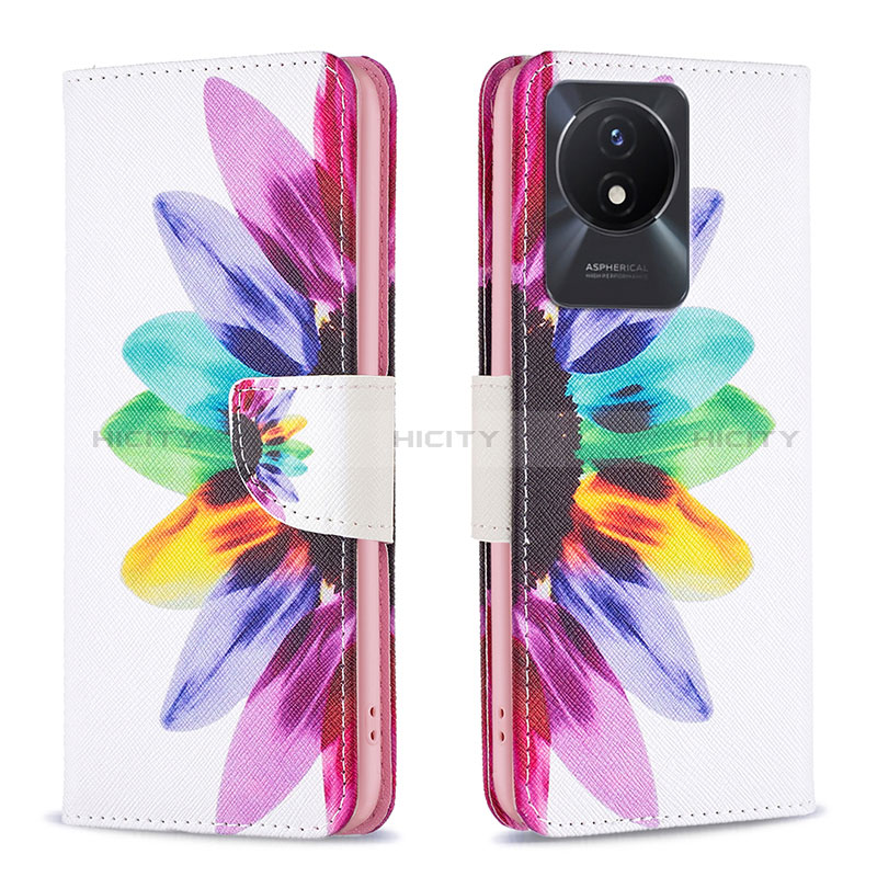 Funda de Cuero Cartera con Soporte Patron de Moda Carcasa B01F para Vivo Y02t Multicolor