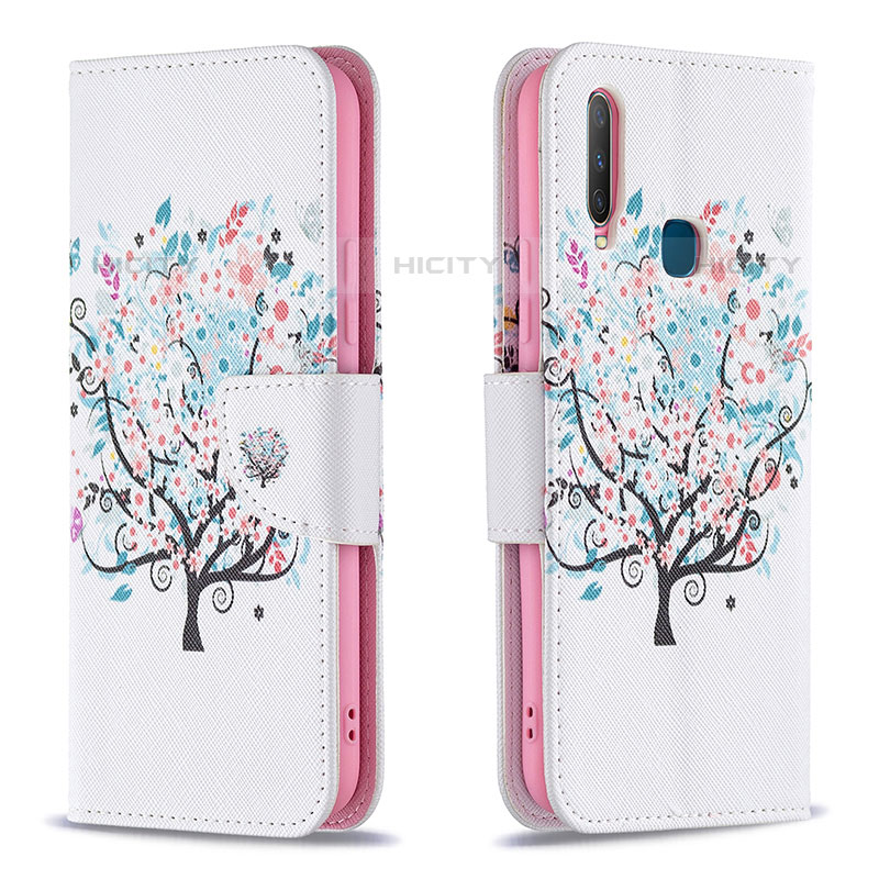 Funda de Cuero Cartera con Soporte Patron de Moda Carcasa B01F para Vivo Y11 Blanco