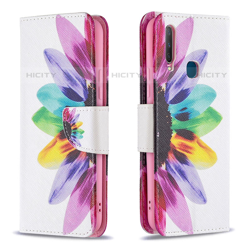 Funda de Cuero Cartera con Soporte Patron de Moda Carcasa B01F para Vivo Y12