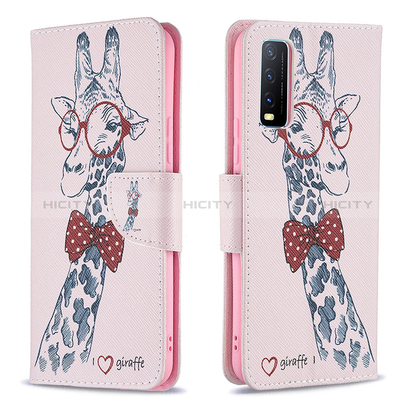 Funda de Cuero Cartera con Soporte Patron de Moda Carcasa B01F para Vivo Y20 Rosa