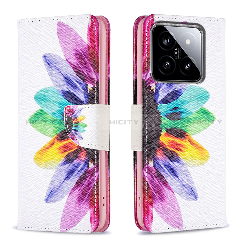 Funda de Cuero Cartera con Soporte Patron de Moda Carcasa B01F para Xiaomi Mi 14 Pro 5G Multicolor