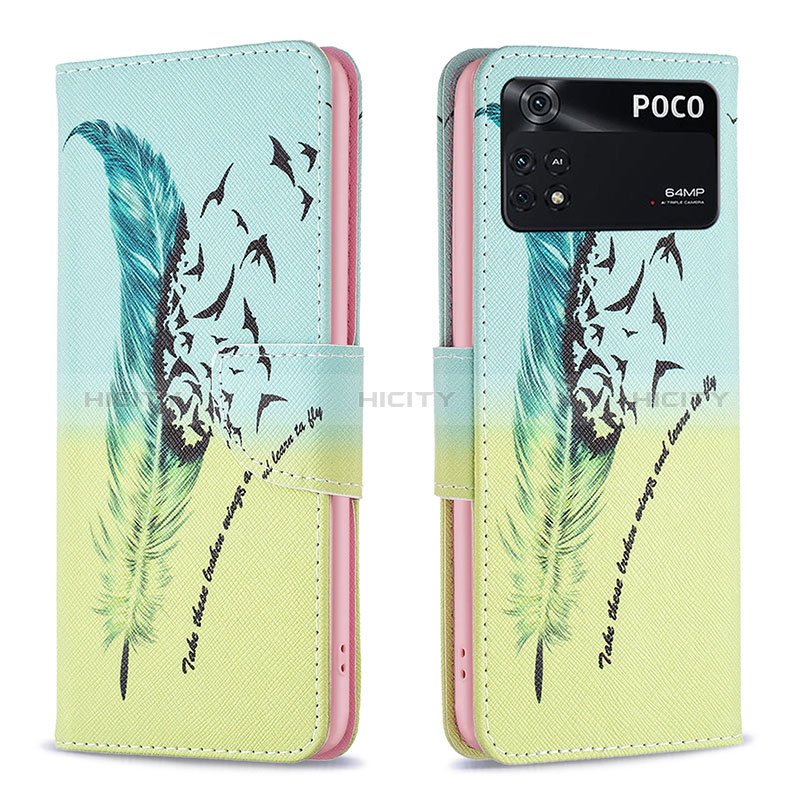 Funda de Cuero Cartera con Soporte Patron de Moda Carcasa B01F para Xiaomi Poco M4 Pro 4G