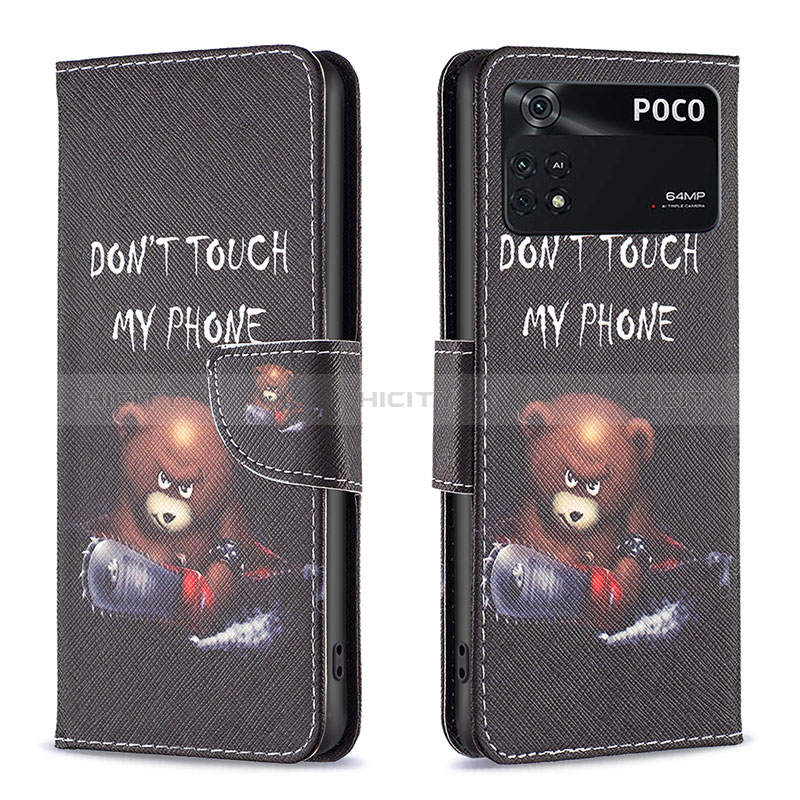 Funda de Cuero Cartera con Soporte Patron de Moda Carcasa B01F para Xiaomi Poco M4 Pro 4G