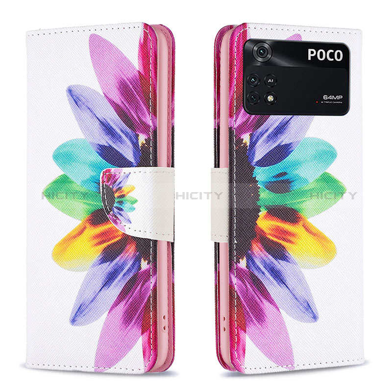 Funda de Cuero Cartera con Soporte Patron de Moda Carcasa B01F para Xiaomi Poco M4 Pro 4G