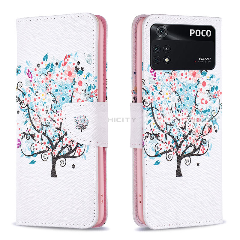 Funda de Cuero Cartera con Soporte Patron de Moda Carcasa B01F para Xiaomi Poco M4 Pro 4G