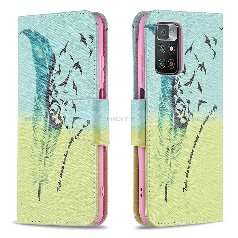 Funda de Cuero Cartera con Soporte Patron de Moda Carcasa B01F para Xiaomi Redmi 10 4G Menta Verde