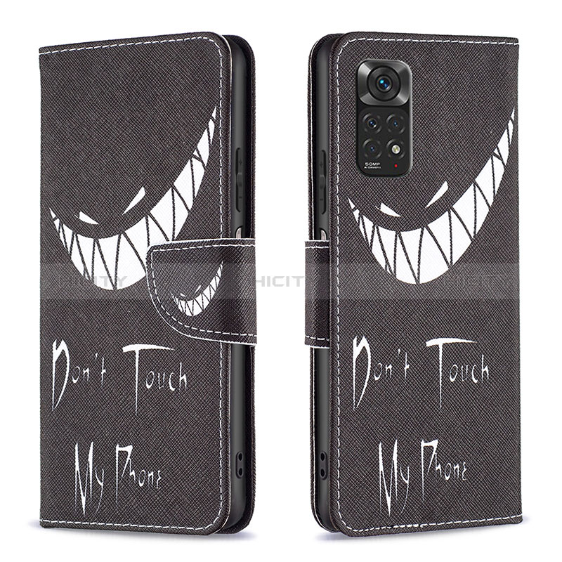 Funda de Cuero Cartera con Soporte Patron de Moda Carcasa B01F para Xiaomi Redmi Note 11 4G (2022) Negro