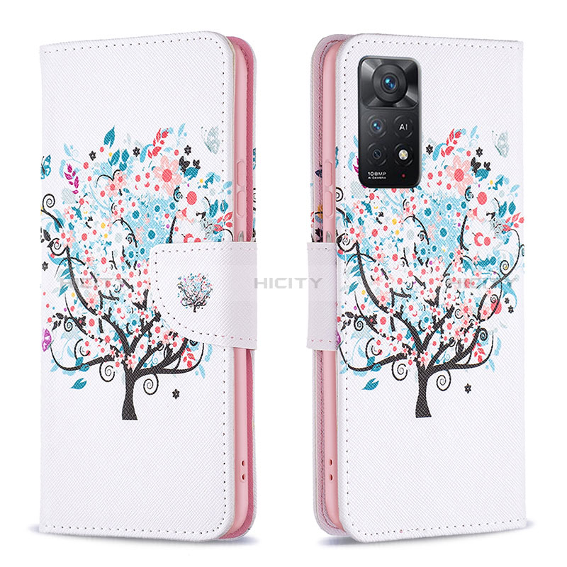 Funda de Cuero Cartera con Soporte Patron de Moda Carcasa B01F para Xiaomi Redmi Note 11 Pro 4G Blanco