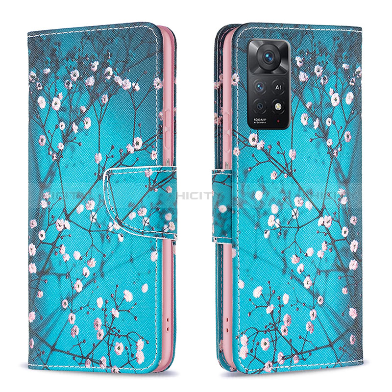 Funda de Cuero Cartera con Soporte Patron de Moda Carcasa B01F para Xiaomi Redmi Note 11 Pro 5G Cian