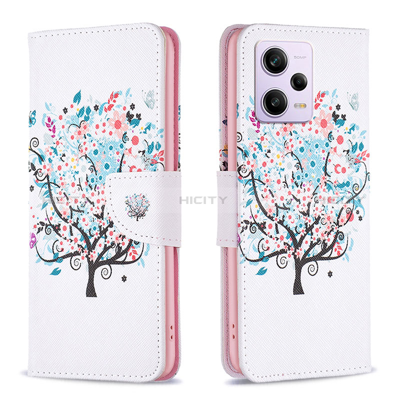 Funda de Cuero Cartera con Soporte Patron de Moda Carcasa B01F para Xiaomi Redmi Note 12 Pro 5G Blanco