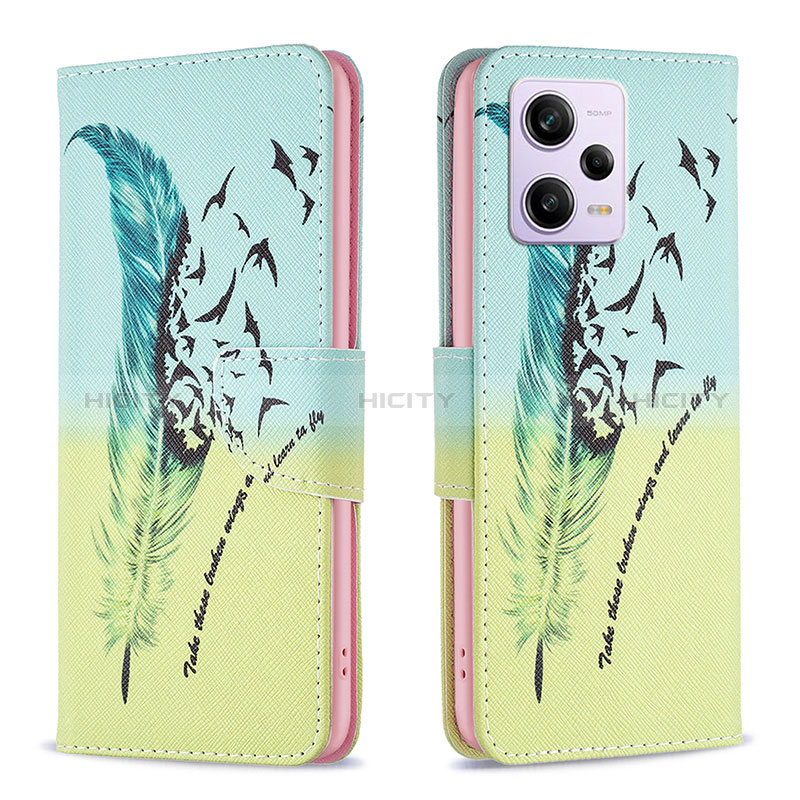 Funda de Cuero Cartera con Soporte Patron de Moda Carcasa B01F para Xiaomi Redmi Note 12 Pro 5G Menta Verde