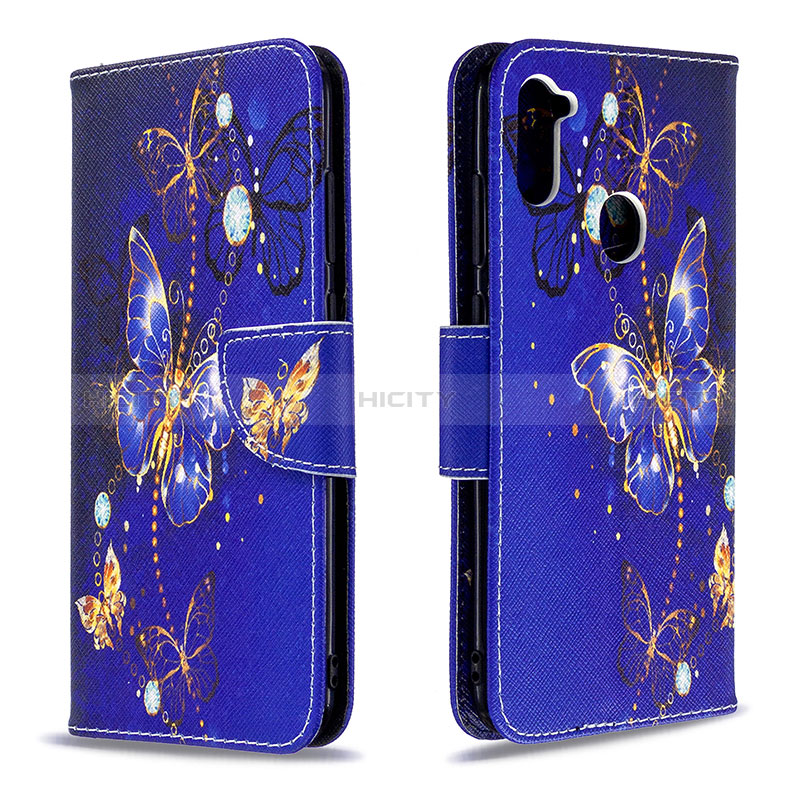 Funda de Cuero Cartera con Soporte Patron de Moda Carcasa B03F para Samsung Galaxy A11 Azul Real