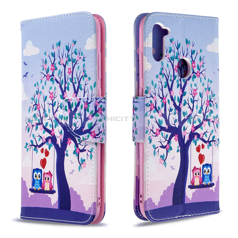 Funda de Cuero Cartera con Soporte Patron de Moda Carcasa B03F para Samsung Galaxy A11 Purpura Claro