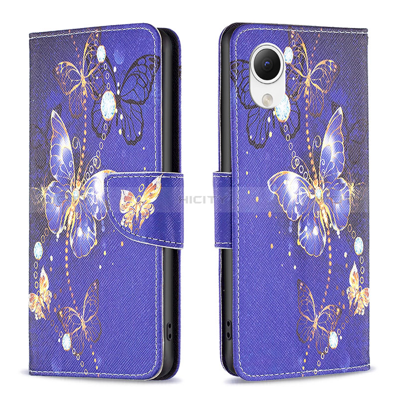 Funda de Cuero Cartera con Soporte Patron de Moda Carcasa B03F para Samsung Galaxy A23e 5G Azul Real