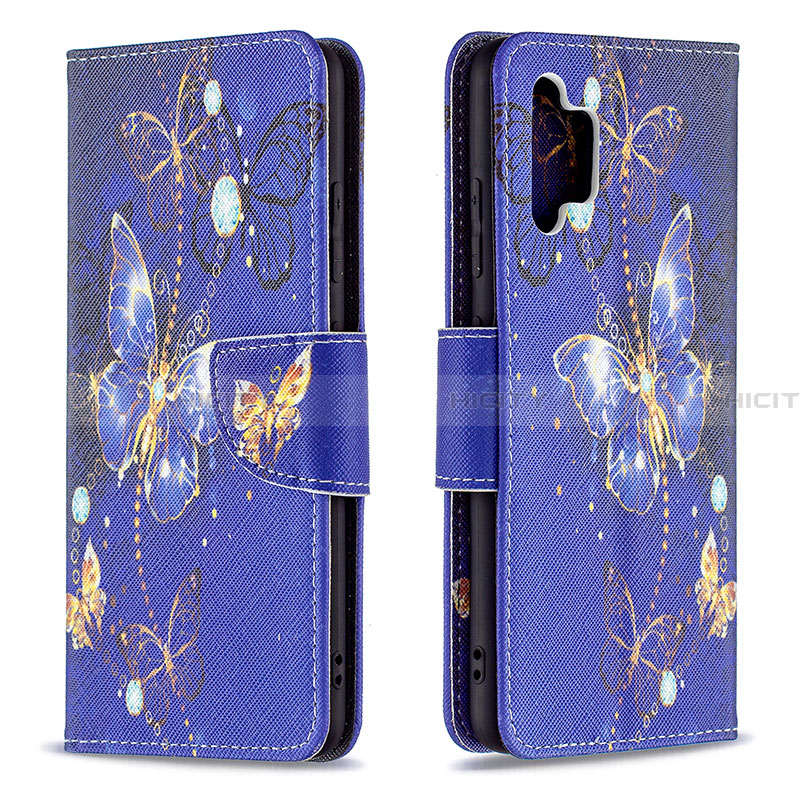 Funda de Cuero Cartera con Soporte Patron de Moda Carcasa B03F para Samsung Galaxy A32 5G Azul Real