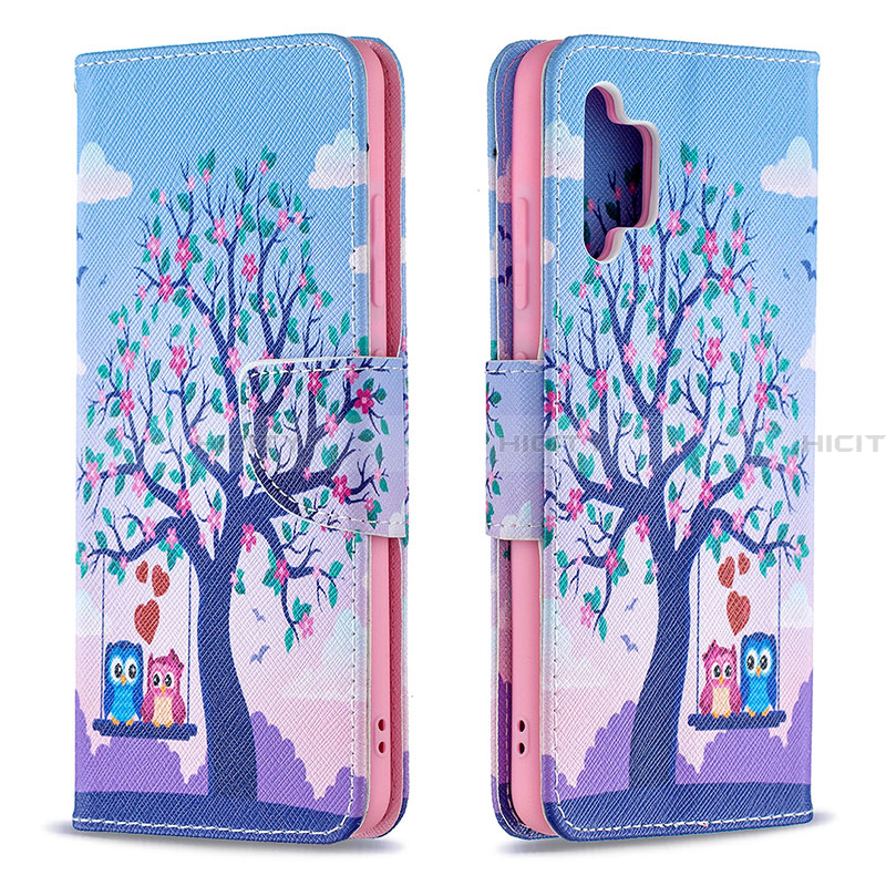 Funda de Cuero Cartera con Soporte Patron de Moda Carcasa B03F para Samsung Galaxy A32 5G Purpura Claro