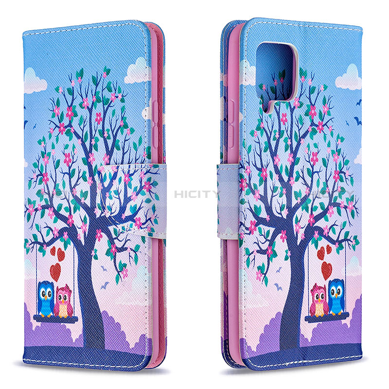 Funda de Cuero Cartera con Soporte Patron de Moda Carcasa B03F para Samsung Galaxy A42 5G Purpura Claro