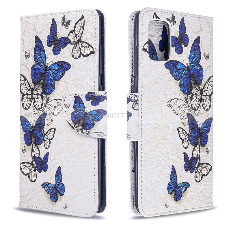 Funda de Cuero Cartera con Soporte Patron de Moda Carcasa B03F para Samsung Galaxy A51 4G Azul