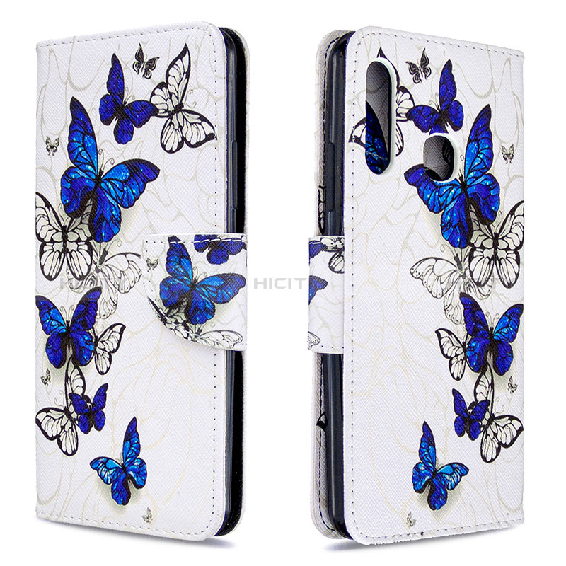 Funda de Cuero Cartera con Soporte Patron de Moda Carcasa B03F para Samsung Galaxy A70E Azul