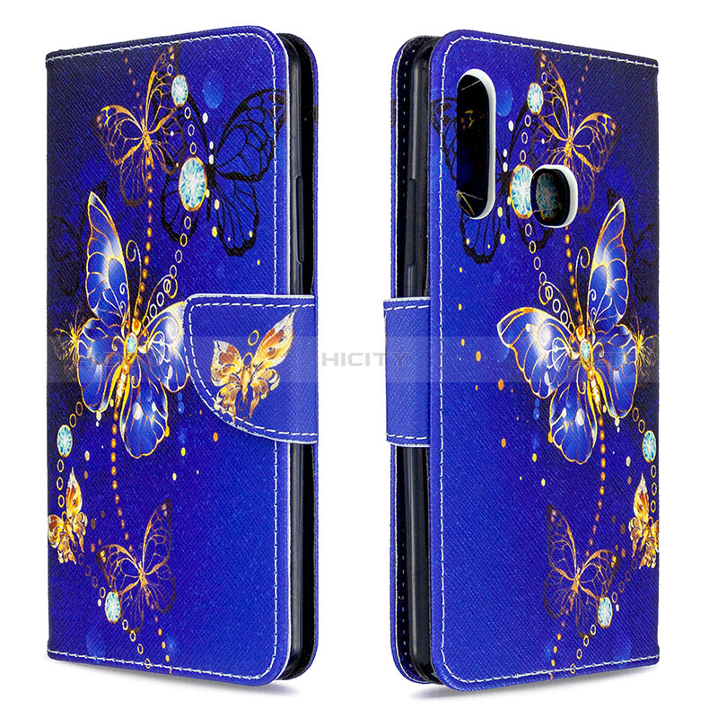 Funda de Cuero Cartera con Soporte Patron de Moda Carcasa B03F para Samsung Galaxy A70E Azul Real