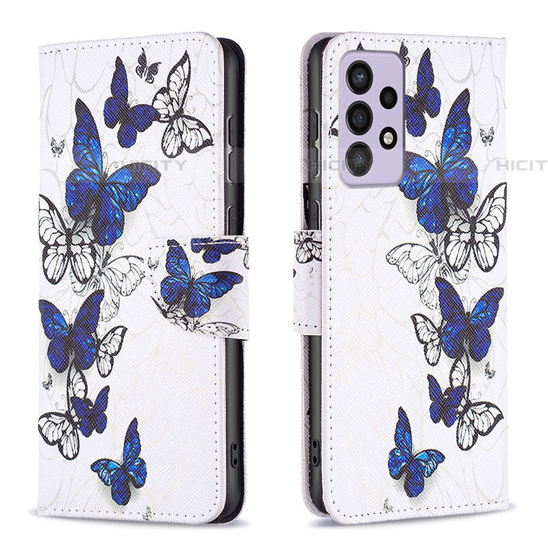 Funda de Cuero Cartera con Soporte Patron de Moda Carcasa B03F para Samsung Galaxy A73 5G Azul