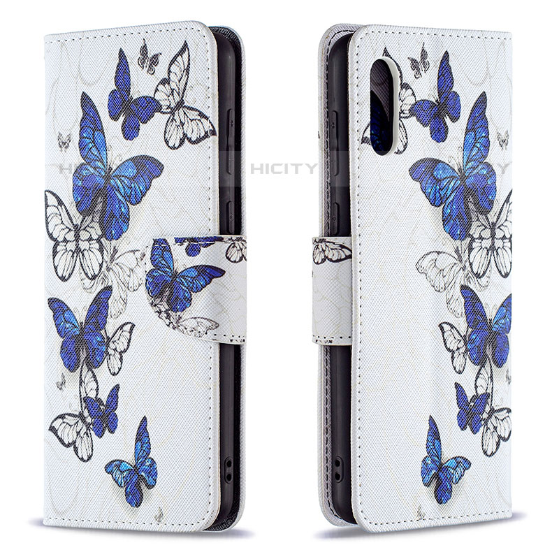 Funda de Cuero Cartera con Soporte Patron de Moda Carcasa B03F para Samsung Galaxy M02 Azul