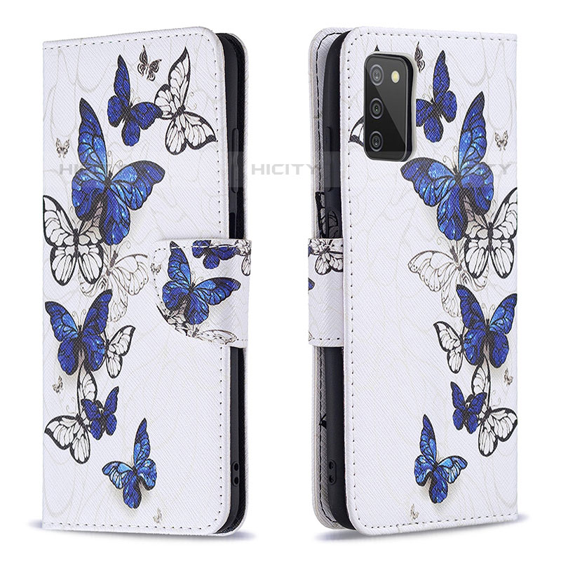 Funda de Cuero Cartera con Soporte Patron de Moda Carcasa B03F para Samsung Galaxy M02s Azul