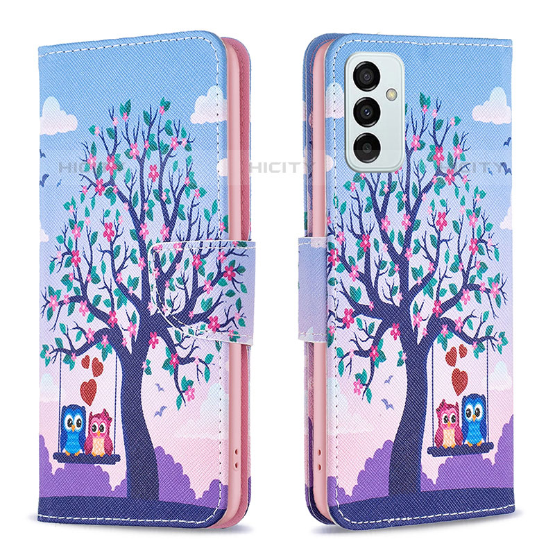 Funda de Cuero Cartera con Soporte Patron de Moda Carcasa B03F para Samsung Galaxy M23 5G Purpura Claro