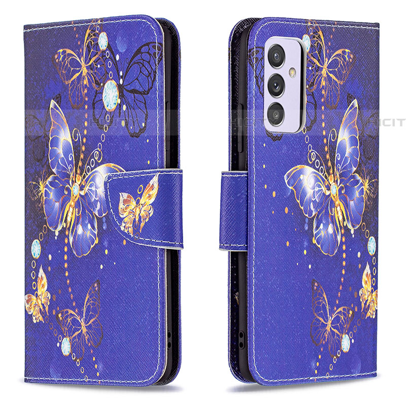 Funda de Cuero Cartera con Soporte Patron de Moda Carcasa B03F para Samsung Galaxy M34 5G Azul Real