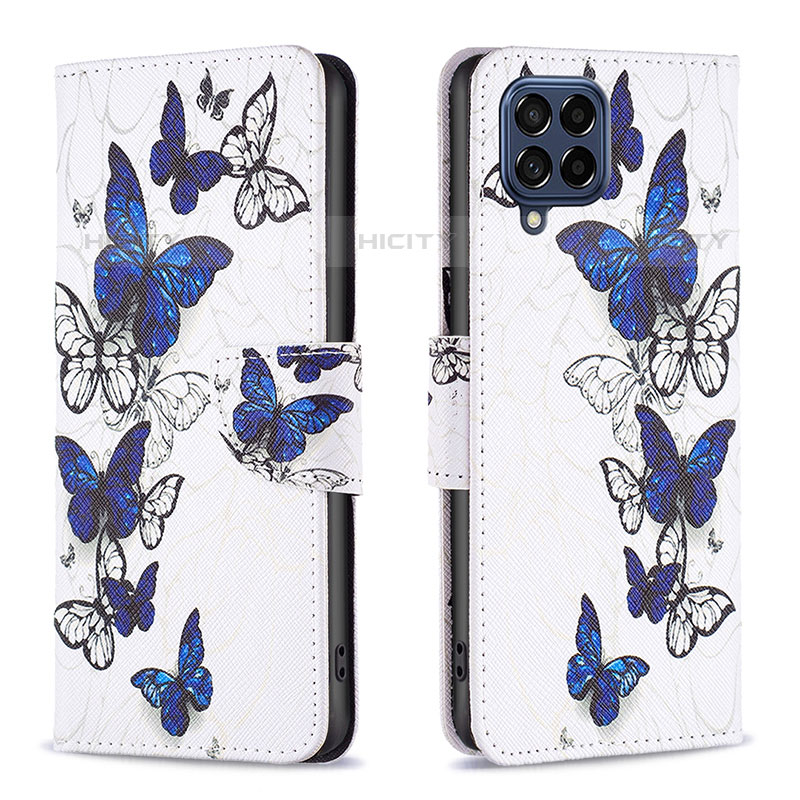 Funda de Cuero Cartera con Soporte Patron de Moda Carcasa B03F para Samsung Galaxy M53 5G Azul