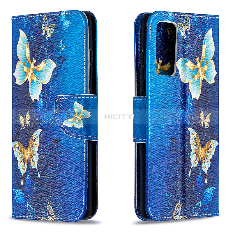 Funda de Cuero Cartera con Soporte Patron de Moda Carcasa B03F para Samsung Galaxy S20 FE 5G Azul Cielo