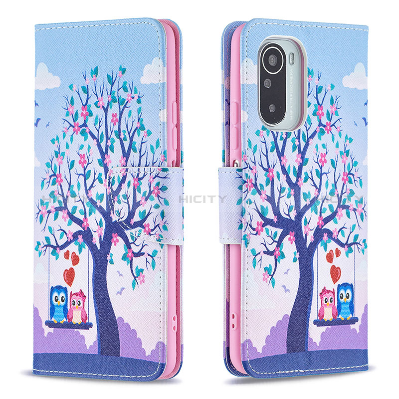 Funda de Cuero Cartera con Soporte Patron de Moda Carcasa B03F para Xiaomi Mi 11i 5G Purpura Claro