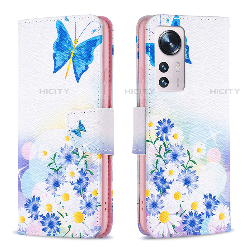 Funda de Cuero Cartera con Soporte Patron de Moda Carcasa B03F para Xiaomi Mi 12S 5G Azul