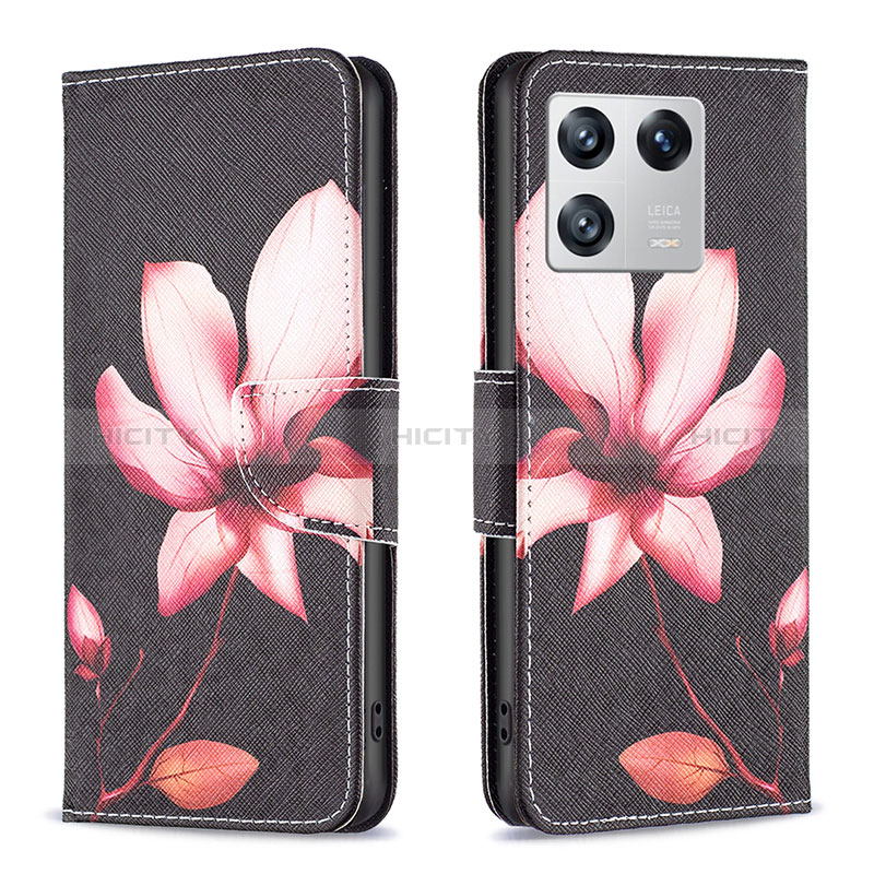 Funda de Cuero Cartera con Soporte Patron de Moda Carcasa B03F para Xiaomi Mi 13 5G Rojo