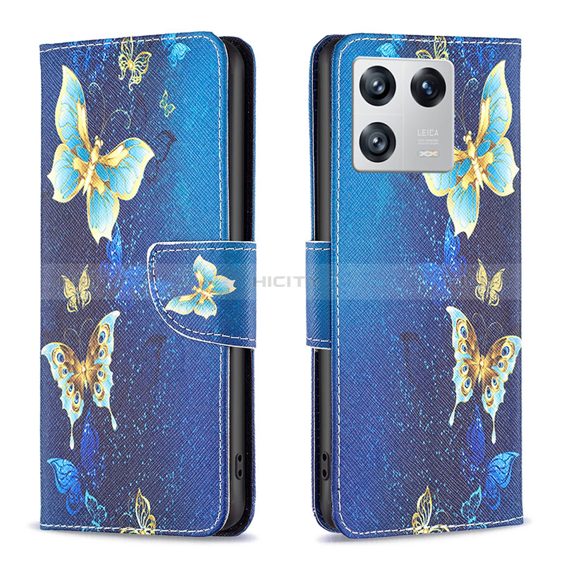 Funda de Cuero Cartera con Soporte Patron de Moda Carcasa B03F para Xiaomi Mi 13 Pro 5G Azul Cielo