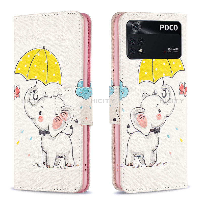 Funda de Cuero Cartera con Soporte Patron de Moda Carcasa B03F para Xiaomi Poco M4 Pro 4G