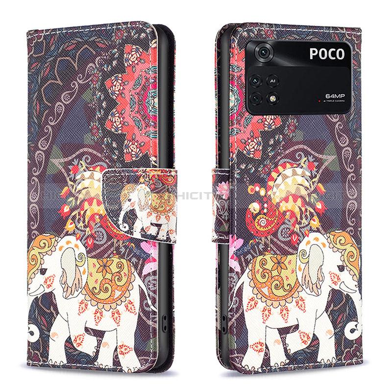 Funda de Cuero Cartera con Soporte Patron de Moda Carcasa B03F para Xiaomi Poco M4 Pro 4G