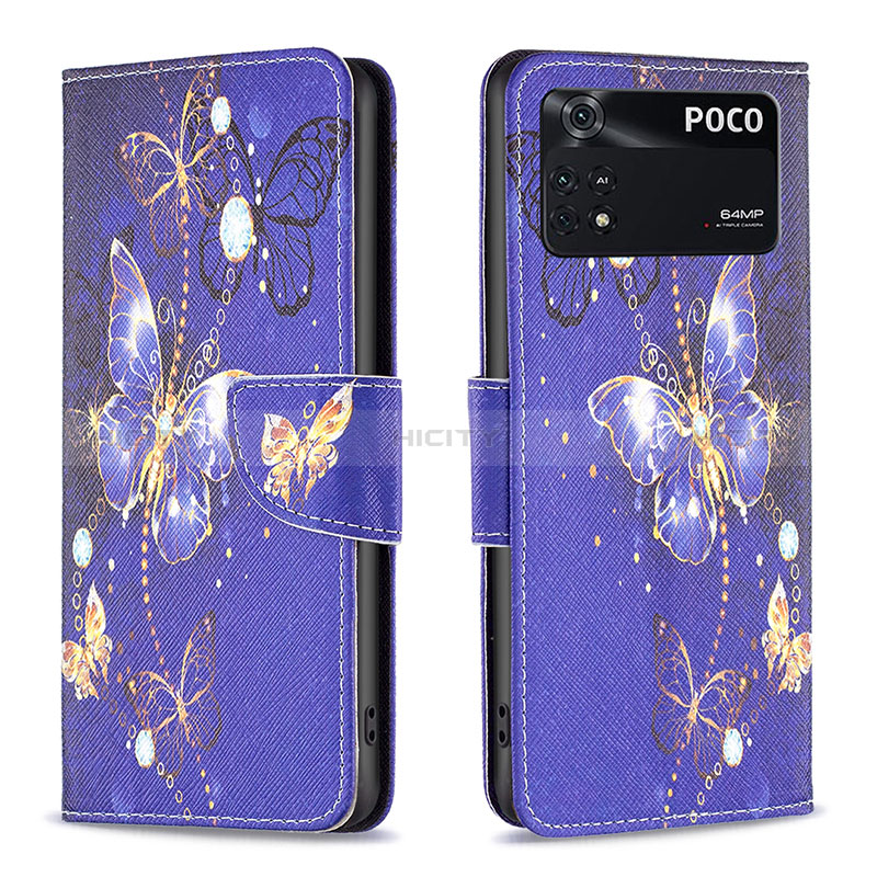 Funda de Cuero Cartera con Soporte Patron de Moda Carcasa B03F para Xiaomi Poco M4 Pro 4G