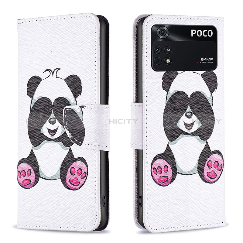 Funda de Cuero Cartera con Soporte Patron de Moda Carcasa B03F para Xiaomi Poco M4 Pro 4G