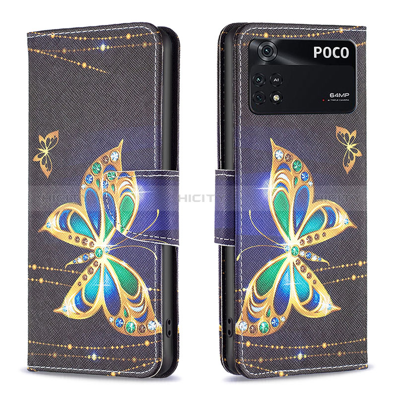 Funda de Cuero Cartera con Soporte Patron de Moda Carcasa B03F para Xiaomi Poco M4 Pro 4G